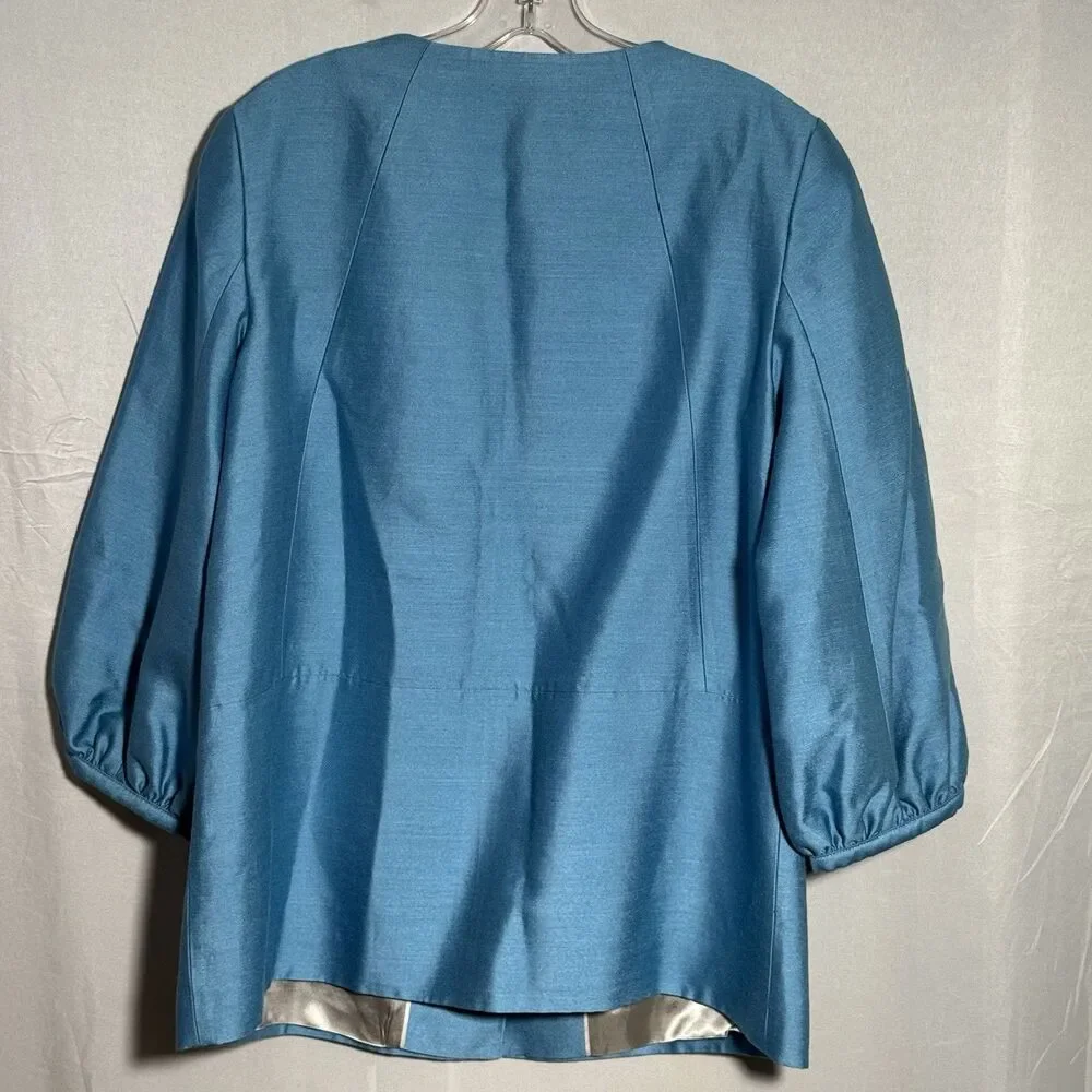 NWT Banana Republic Women’s Silk Blend Jacket Blue Button Front  L Career Dressy